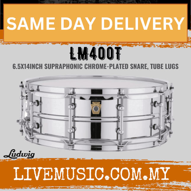 Ludwig LM400T 5x14inch Supraphonic Chrome-Plated Aluminium Snare Drum