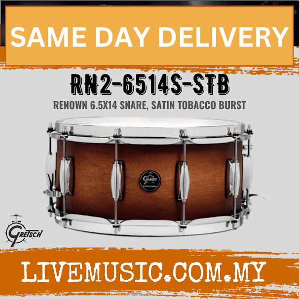 Gretsch RN2-6514S-STB Renown 6.5x14inch Snare Drum,Satin Tobacco Burst