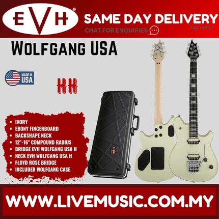 EVH Wolfgang USA Electric Guitar, Ebony FB, Ivory