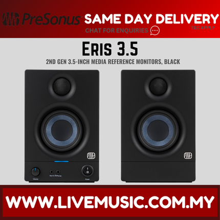 PreSonus Eris 3.5 Studio Monitor, Pair -  Black ( Eris 35 ) Replace Eris E3.5 / E35