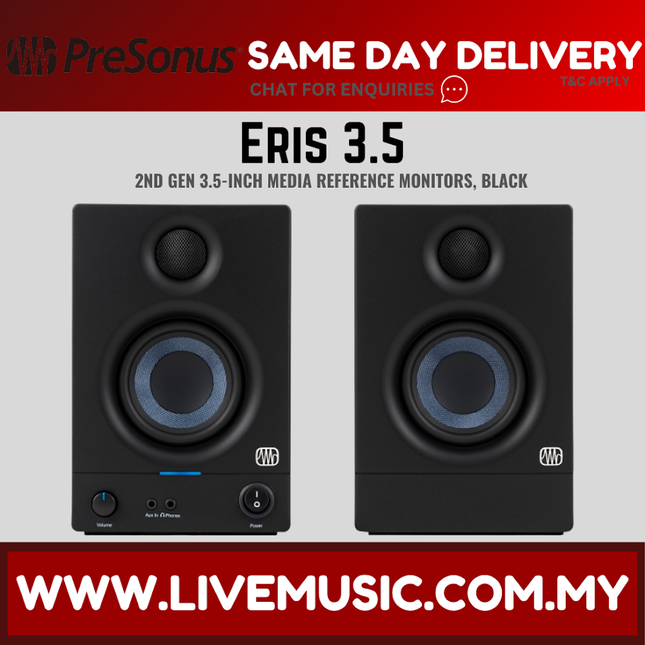 PreSonus Eris 3.5 Studio Monitor, Pair - White / Black ( Eris 35 ) Replace Eris E3.5 / E35