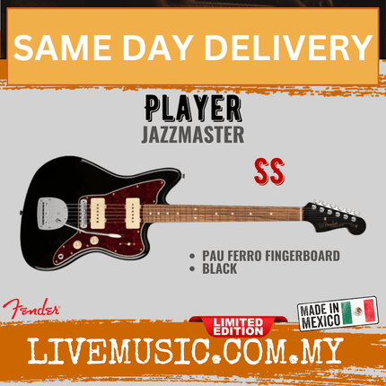 Fender Ltd Ed Player Jazzmaster Electric Guitar, Pau Ferro FB, Black