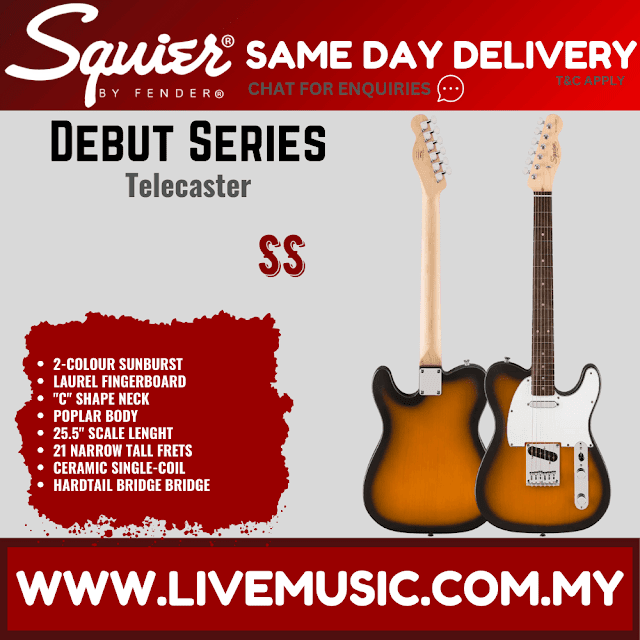 Squier Debut Series Telecaster Electric Guitar, Laurel FB, 2-Colour Sunburst