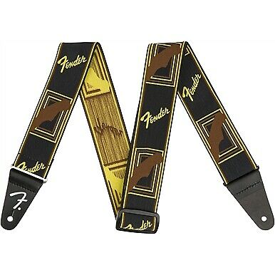Fender WeighLess Monogram Guitar Strap, Multi-Colour - Black/Yellow/Brown