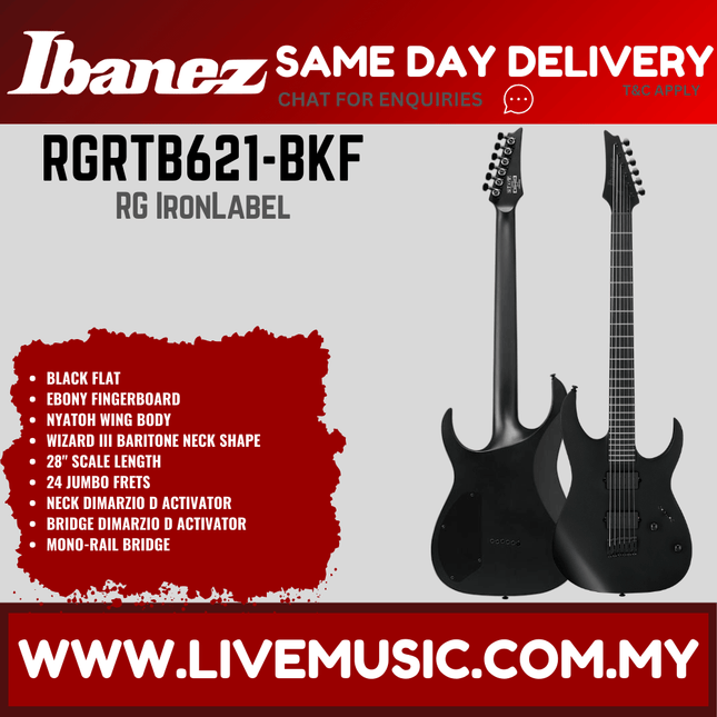 Ibanez RGRTBB21-BKF RG Series Baritone Electric Guitar - Black Flat ( RGRTBB21 BKF / RGRTBB21BKF )