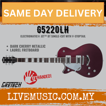 Gretsch G5220LH Electromatic Jet BT Single Cut Left-Handed Electric Guitar, Dark Cherry Metallic