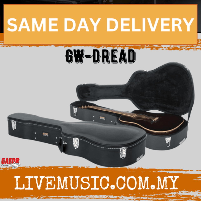 Gator GW-DREAD Deluxe Wood Case for Acoustic Dreadnought Guitar (GWDREAD/GW DREAD)