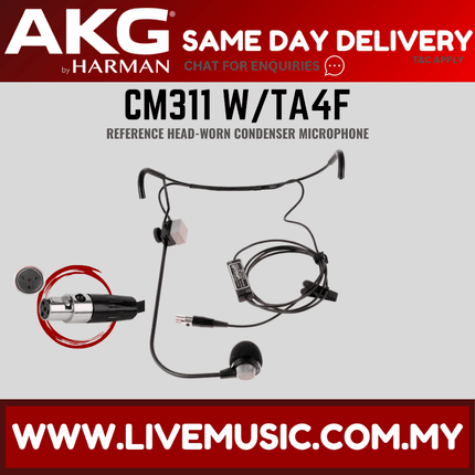 AKG CM311 TA4F Reference Head-Worn Condenser Microphone with with TA4F Connector (CM311TA4F CM311-TA4F)