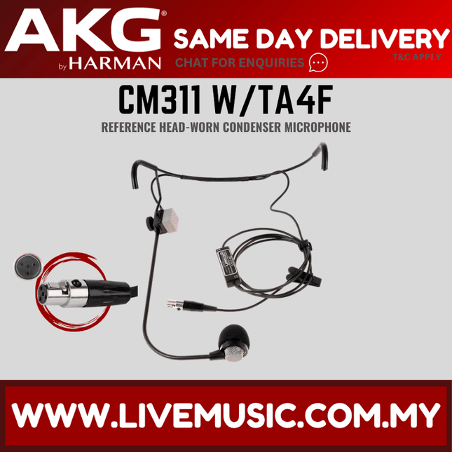 AKG CM311 TA4F Reference Head-Worn Condenser Microphone with with TA4F Connector (CM311TA4F CM311-TA4F)