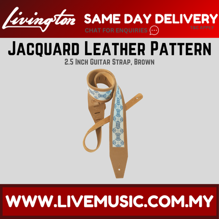 Livingston JLPBR-25 2.5 Inch Jacquard Leather Pattern Guitar Strap,Brown ( JLPBR25 JLPBR 25 )