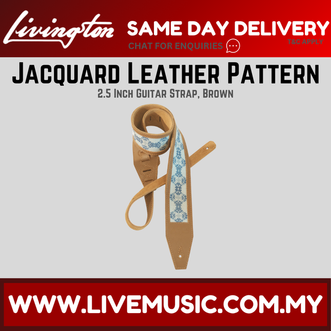 Livingston JLPBR-25 2.5 Inch Jacquard Leather Pattern Guitar Strap,Brown ( JLPBR25 JLPBR 25 )