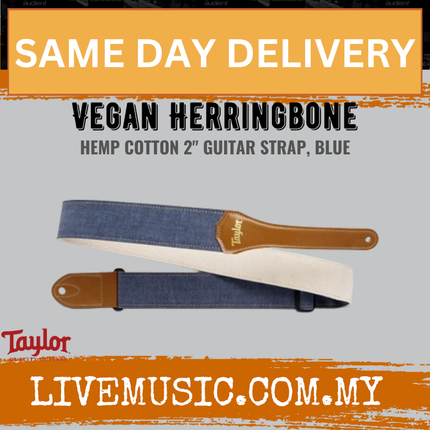 Taylor 2" Vegan Herringbone Hemp Cotton Guitar Strap, Blue