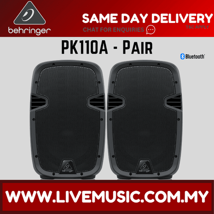 Behringer PK110A Active 350W 10" PA Speaker With Bluetooth w/Wireless Mic, Speaker Stand & Cable - (PK-110A PK 110A)