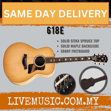 Taylor 618e V-Class Grand Orchestra Acoustic Guitar w/Case, Natural