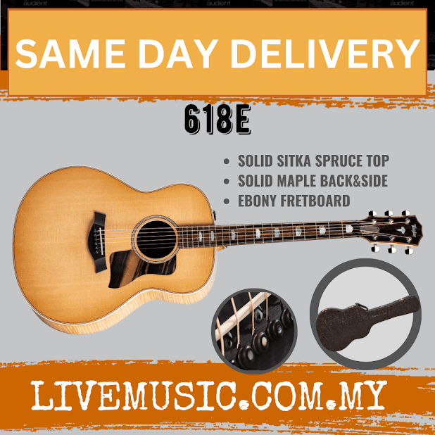 Taylor 618e V-Class Grand Orchestra Acoustic Guitar w/Case, Natural