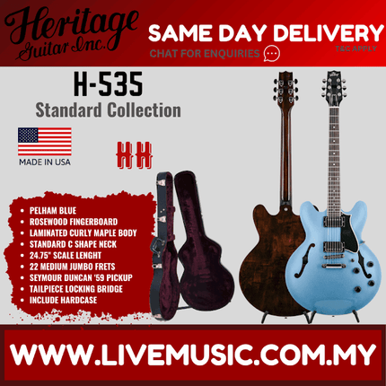 Heritage Standard Collection H-535 Electric Guitar w/Case, Pelham Blue ( H-535 )