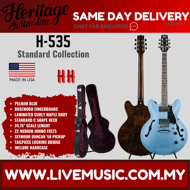 Heritage Standard Collection H-535 Electric Guitar w/Case, Pelham Blue ( H-535 )