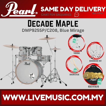 Pearl Decade Maple 5-Piece Drum Set with Hardware, Drumstick and Throne - 22 Inch Bass Drum - Blue Mirage