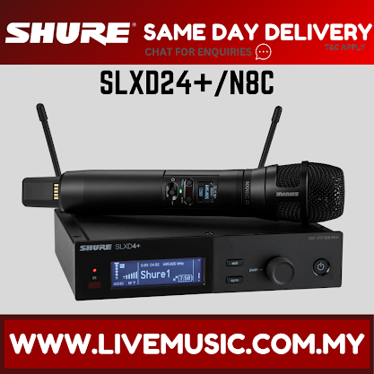 Shure SLXD24+/N8C Digital Wireless Handheld System with Nexadyne 8/C Cardioid Dynamic Microphone