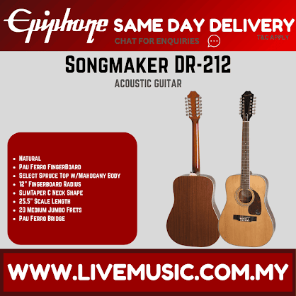 Epiphone Songmaker DR-212 12-String Acoustic Guitar - Natural (DR212)