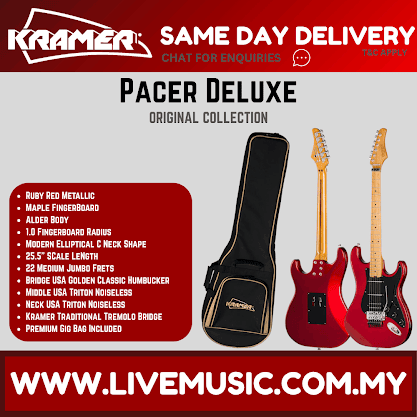 Kramer Pacer Deluxe Electric Guitar with Premium Bag - Ruby Red Metallic