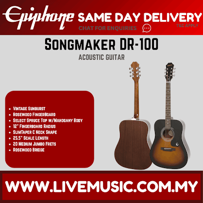 Epiphone DR-100 Dreadnought Acoustic Guitar - Vintage Sunburst (DR100)