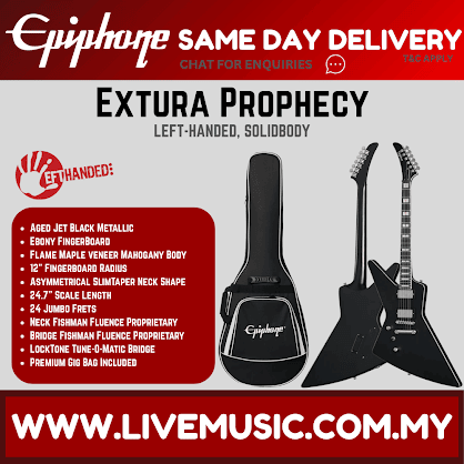 Epiphone Extura Prophecy Left-handed Electric Guitar with Premium Gig Bag - Aged Jet Black