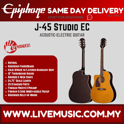Epiphone J-45 Studio EC Left-handed Acoustic-electric Guitar - Natural ( J45 )