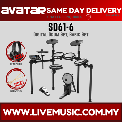 Electric mesh drum set with drum stool, headphones, and drumsticks, 6-piece pads