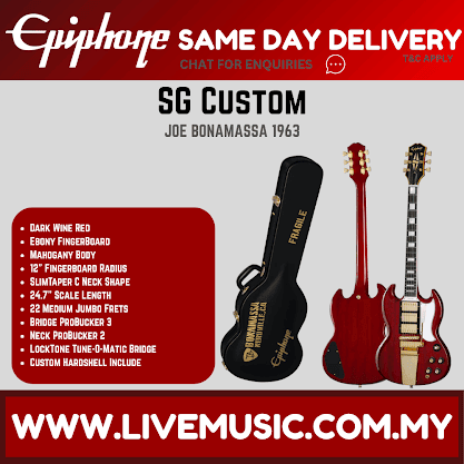 Epiphone Joe Bonamassa 1963 SG Custom Electric Guitar, Case Included - Dark Wine Red