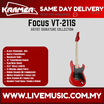 Kramer Focus VT-211S Electric Guitar with Black Pickguard - Red
