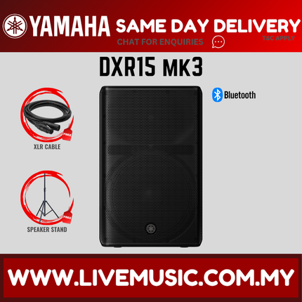 Yamaha DXR15 MK3 15" 2000-watt Active Loudspeaker w/Speaker Stand - Each / Pair ( DXR-15 / DXR 15 / MKIII / MK3 ) Replace DXR15 MKII