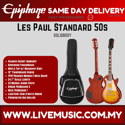 Epiphone Les Paul Standard '50s Electric Guitar with Premium Gigbag - Washed Cherry Sunburst