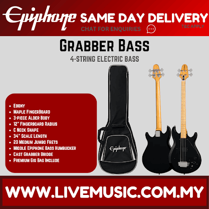 Epiphone Grabber Bass (Incl. Premium Gig Bag) - Ebony