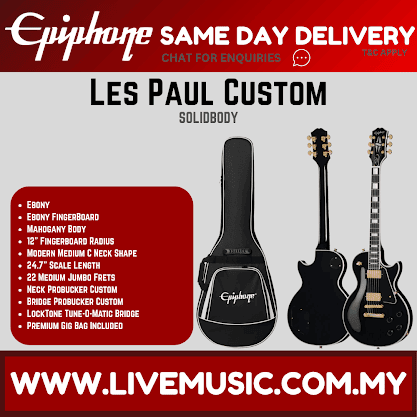 Epiphone Les Paul Custom  Electric Guitar with Premium Gigbag - Ebony