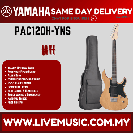 Yamaha PAC120H Pacifica Electric Guitar - Yellow Natural Satin ( PAC 120H / PAC-120H )