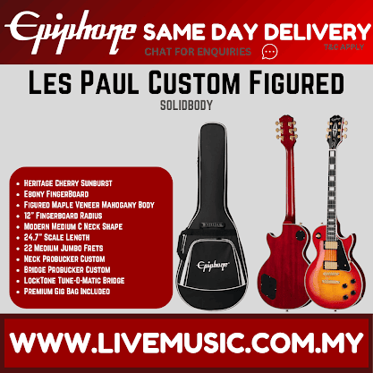 Epiphone Les Paul Custom Figured Electric Guitar with Premium Gig Bag - Heritage Cherry Sunburst