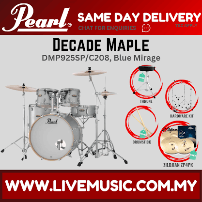 Pearl Decade Maple 5-Piece Drum Set with Hardware, Drumstick and Throne - 22 Inch Bass Drum - Blue Mirage
