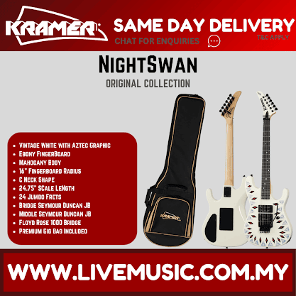Kramer Nightswan Electric Guitar -Vintage White With Aztec Graphic