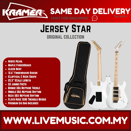 Kramer Jersey Star Electric Guitar with Premium Bag - White Pearl