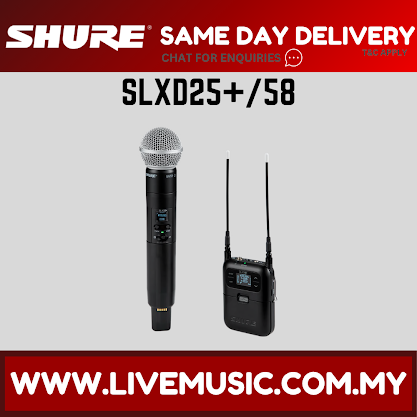 Shure SLXD25+/SM58 Portable Digital Wireless System with SM58 Cardioid Dynamic Microphone