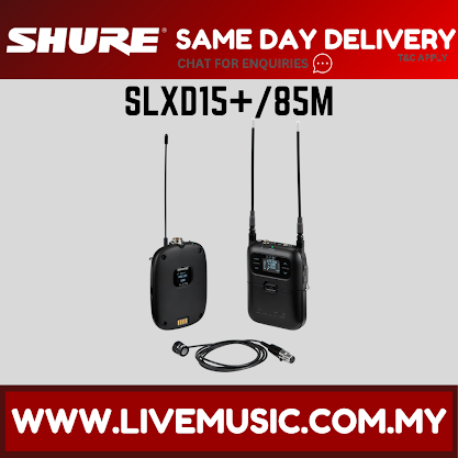 Shure SLXD15+/85M Portable Digital Wireless System with WL185M Low-Profile Cardioid Lavalier Microphone