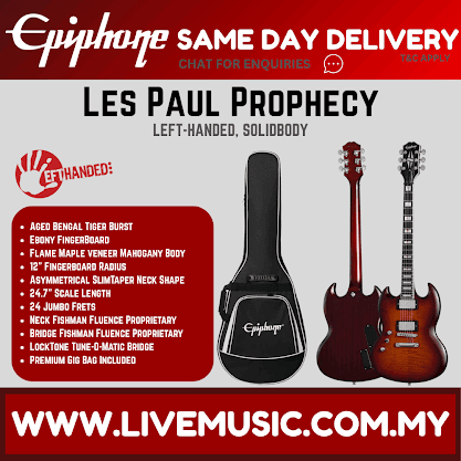 Epiphone SG Prophecy Left-handed Electric Guitar with Premium Gig Bag - Aged Bengal Tiger
