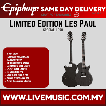 Epiphone Ltd Ed Les Paul Special-I P90 Best Beginner Electric Guitar - Worn Ebony