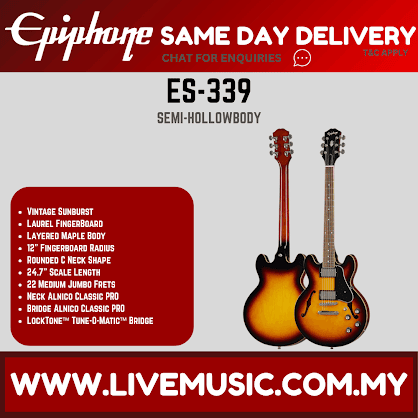 Epiphone ES-339 Semi-Hollowbody Electric Guitar - Vintage Sunburst ( ES339 )