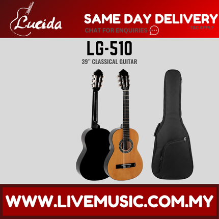 Lucida LG-510 classical guitar set with black gig bag, natural and dark finishes
