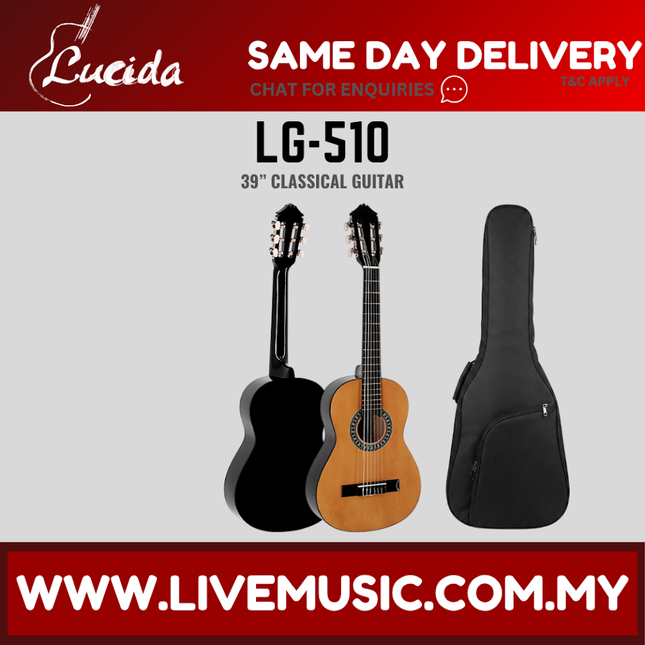 Lucida LG-510 39` Classical Nylon String Guitar With Bag, Natural ( LG510 )