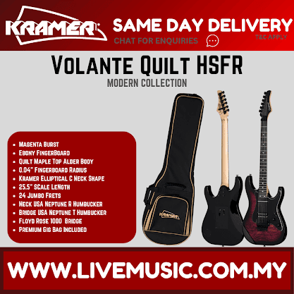 Kramer Volante Quilt HSFR Electric Guitar with Premium Bag - Magenta Burst