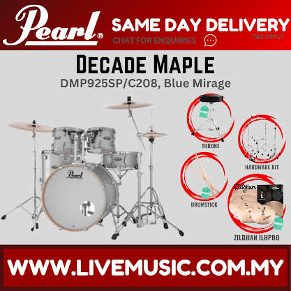 Pearl Decade Maple 5-Piece Drum Set with Hardware, Drumstick and Throne - 22 Inch Bass Drum - Blue Mirage