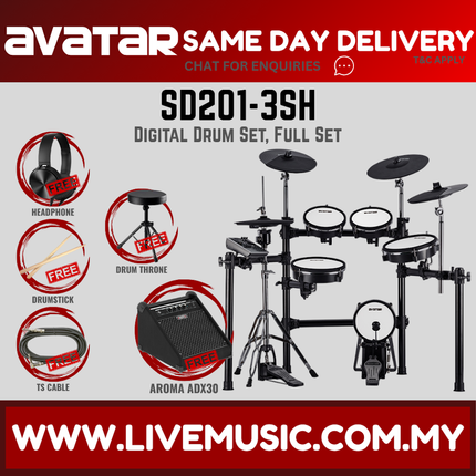 Digital electric drum set with mesh drum pads, cymbals, and drum throne